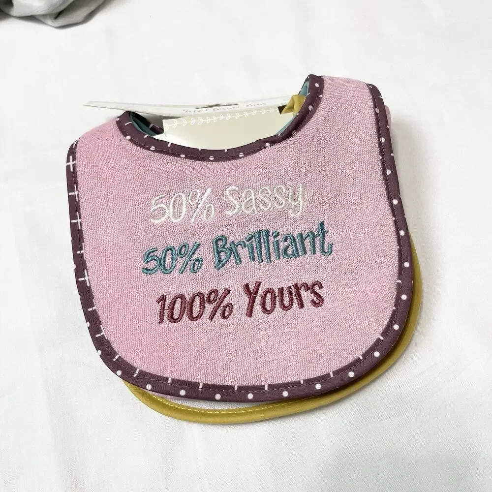 Petite L'Amour Baby Girls' 4-Pack Baby‎ Bibs One Size Pink Cute Sassy Star Bear